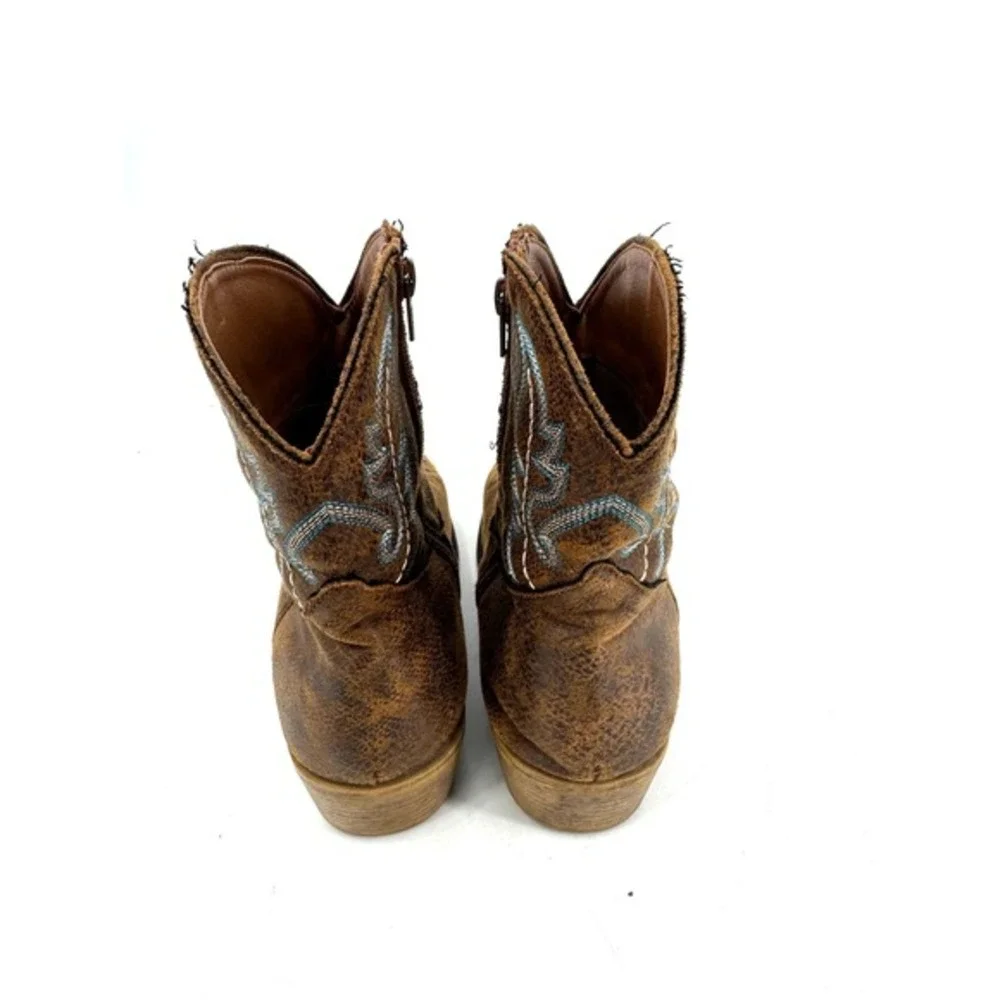 Roper Women‎ Brown Distressed Faux Leather Western Ankle Boots Size 8.5 B